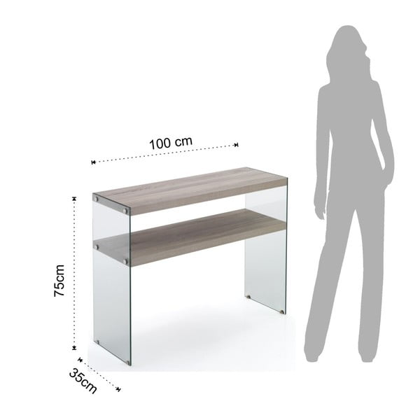 Konzolový stolík s doskou v dubovom dekore v prírodnej farbe 35x100 cm Nancy – Tomasucci-image-1