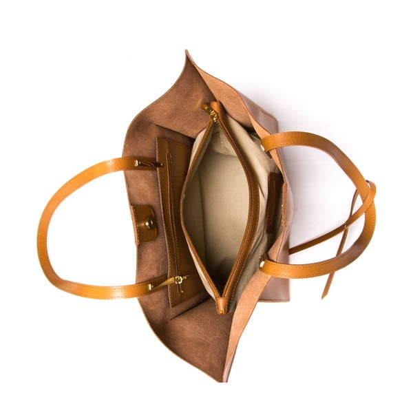 Hnedá kožená kabelka Mangotti Kalina-image-3