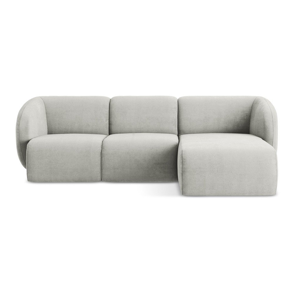 Svetlosivá ženilková rohová pohovka (pravý roh/s leňoškou) Lani – Makamii