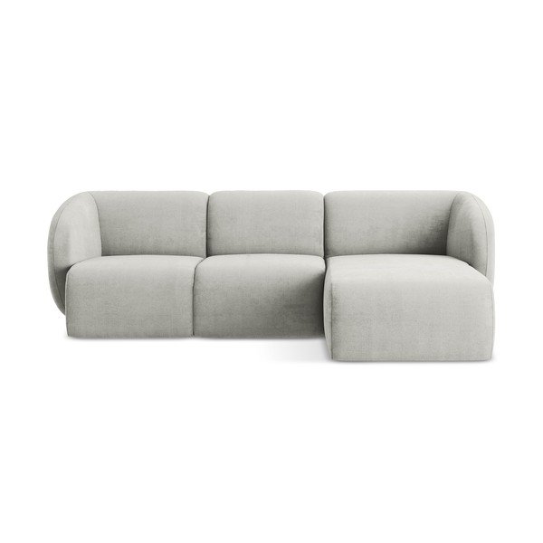 Svetlosivá ženilková rohová pohovka (pravý roh/s leňoškou) Lani – Makamii