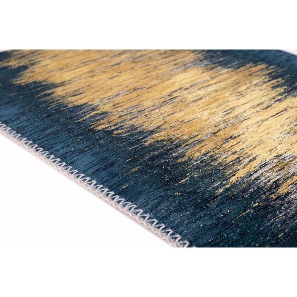Žltý/tmavomodrý prateľný koberec 50x80 cm Goldie – Vitaus-image-2