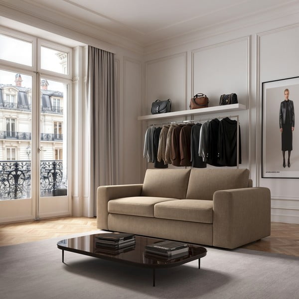 Svetlohnedá zamatová pohovka 218 cm Baga – Rodier-image-1