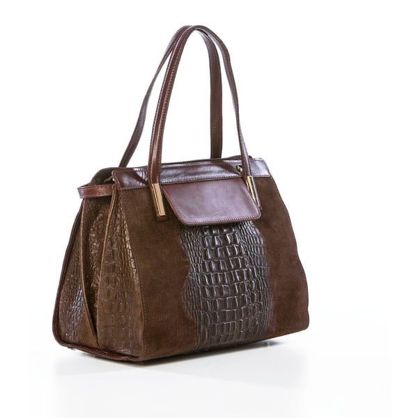 Kožená kabelka Croco Brown-image-4