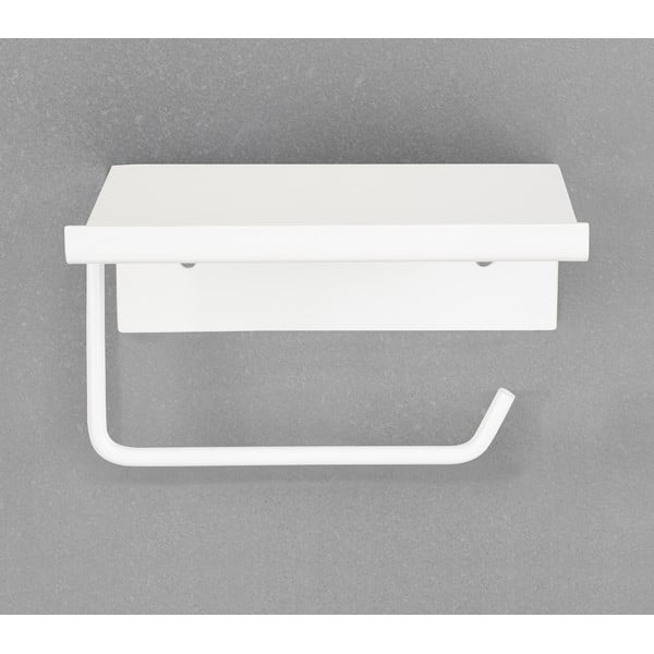 Biely samodržiaci kovový držiak na toaletný papier s poličkou Desulo – Wenko-image-4