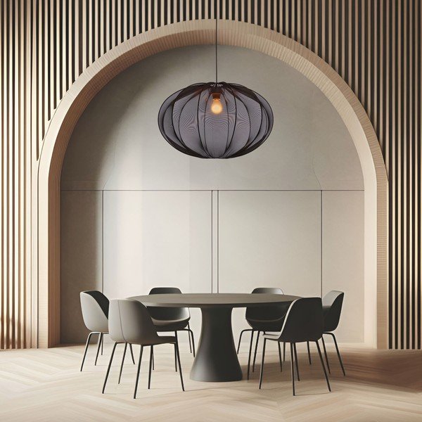 Čierne závesné svietidlo s textilným tienidlom ø 60 cm Mellow – Candellux Lighting-image-1