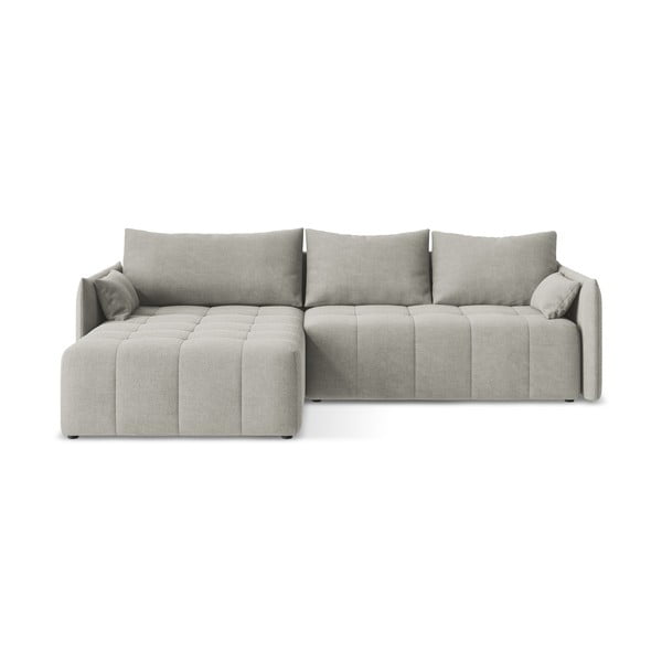 Svetlosivá rozkladacia/s úložným priestorom rohová pohovka (ľavý roh/s leňoškou) Moku – Makamii