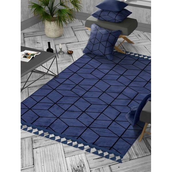 Modrý umývateľný koberec 180x120 cm - Vitaus-image-1