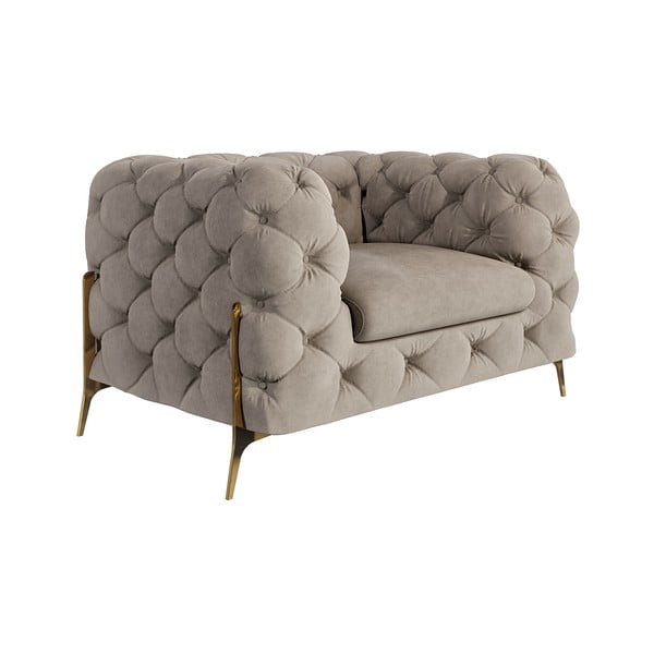 Sivobéžové zamatové kreslo Chelsea Bis – Ropez