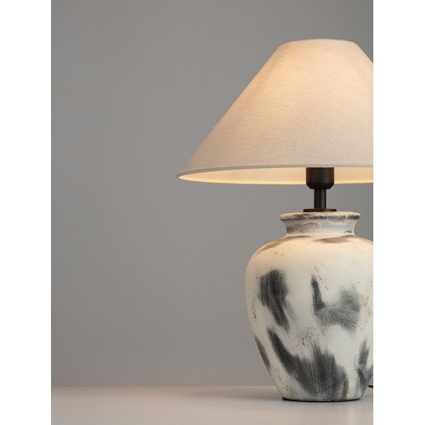 Biela/sivá keramická stolová lampa s textilným tienidlom (výška  55 cm) Lupe – Nova Luce-image-4
