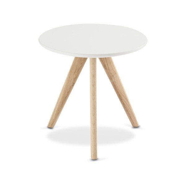 Biely konferenčný stolík s nohami z dubového dreva Furnhouse Life, Ø 40 cm-image-3