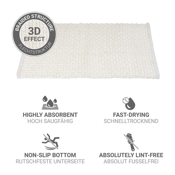 Biela textilná kúpeľňová predložka 50x80 cm Ecoli – Wenko-image-4