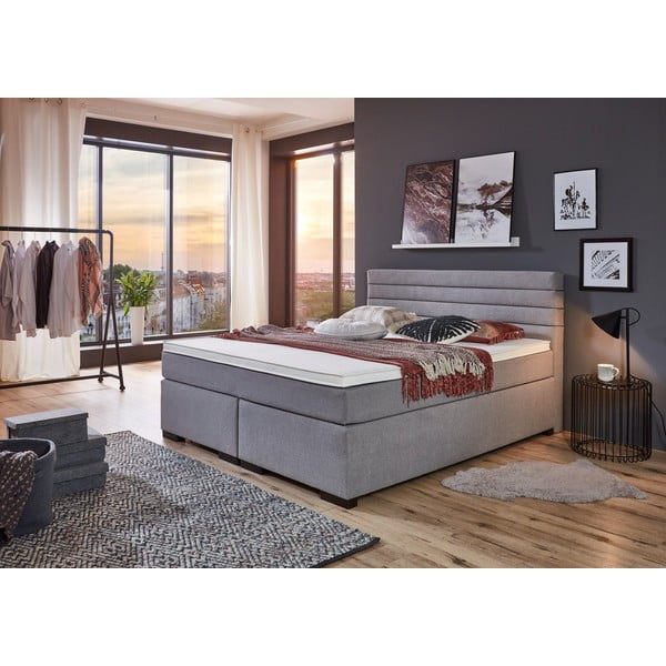 Sivá boxspring posteľ 180x200 cm Kokomo – Rojaplast-image-1