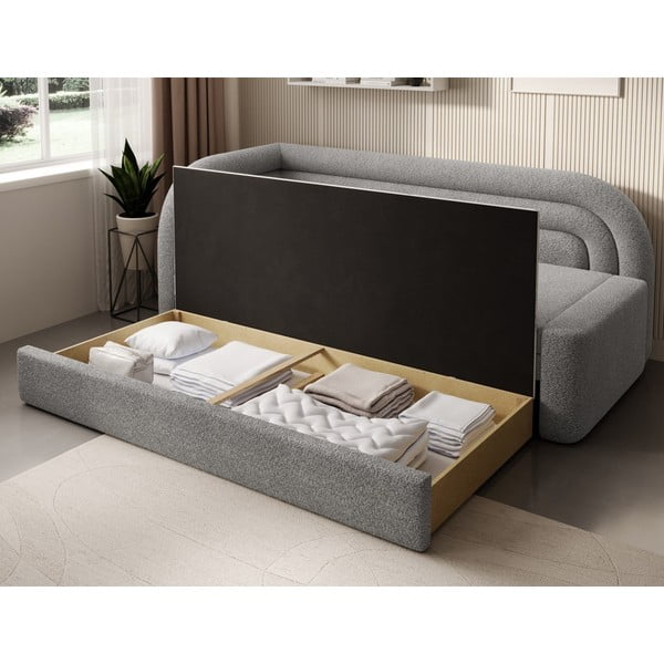 Sivá rozkladacia/s úložným priestorom pohovka z textílie buklé ľavý roh 223 cm Fabillo – ELTAP-image-4