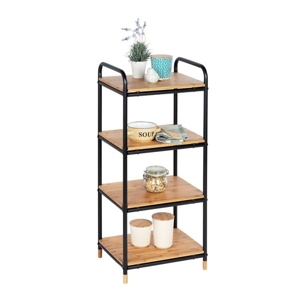 Čierny/v prírodnej farbe kovový kúpeľňový regál 42x94, 5 cm Loft – Wenko-image-3