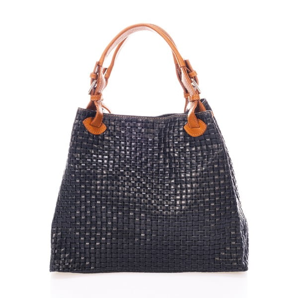 Tmavomodrá kožená kabelka Federica Bass Hydri-image-1