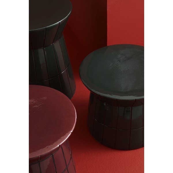 Vínovočervený keramický okrúhly konferenčný stolík ø 38 cm Abbes – Bizzotto-image-4