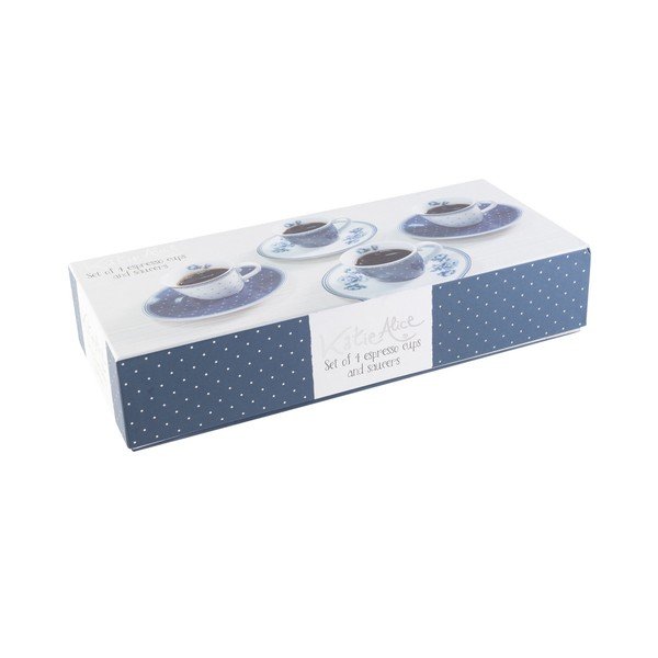 Sada 4 porcelánových hrnčekov na espresso s tanierikmi Creative Tops Vintage Indigo-image-4