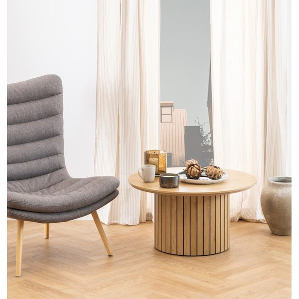 Okrúhly konferenčný stolík s doskou v dubovom dekore ø 80 cm Yale - Actona-image-1