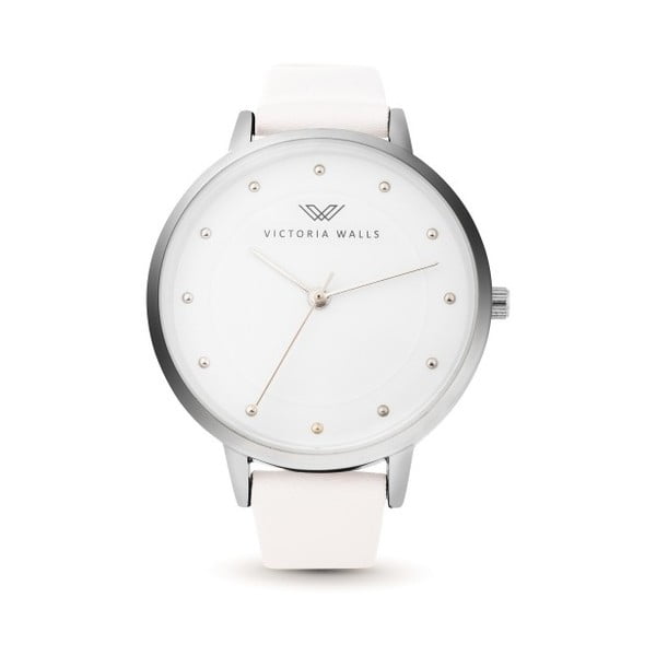 Dámske hodinky s bielym koženým remienkom Victoria Walls Mist