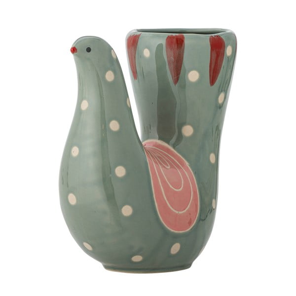 Zelená ručne maľovaná váza z kameniny (výška 19 cm) Trudy – Bloomingville-image-2