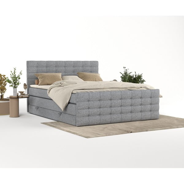 Sivá boxspring posteľ s úložným priestorom 200x200 cm Blend – Maison de Rêve-image-2