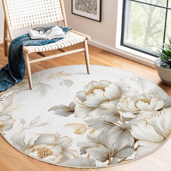 Prateľný okrúhly koberec vo svetlosivej a béžovej farbe ø 150 cm Soft and Gentle – Mila Home-image-1