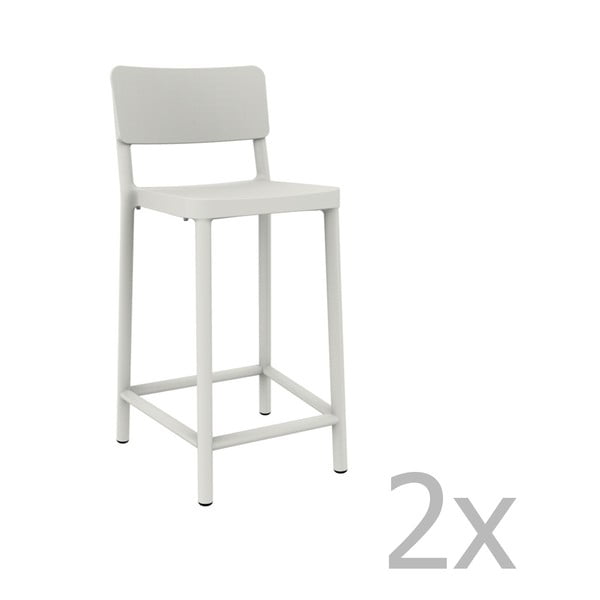 Sada 2 bielych barových stoličiek vhodných do exteriéru Resol Lisboa Simple, výška 92,2 cm