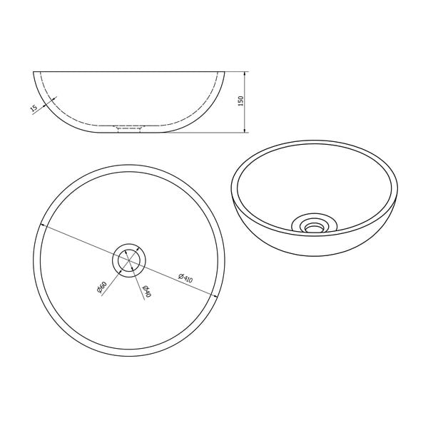 Tmavomodré keramické okrúhle umývadlo ø 41 cm Priori – Sapho-image-3