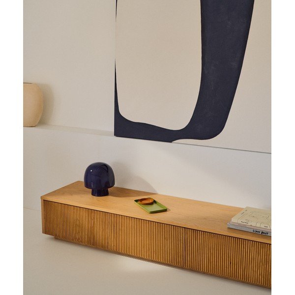 Tmavomodrá stolová lampa so skleneným tienidlom (výška 20 cm) Reig – Kave Home-image-2