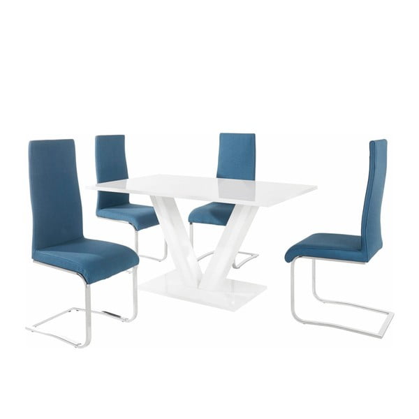 Sada stola a 4 modrých stoličiek Støraa Aaron