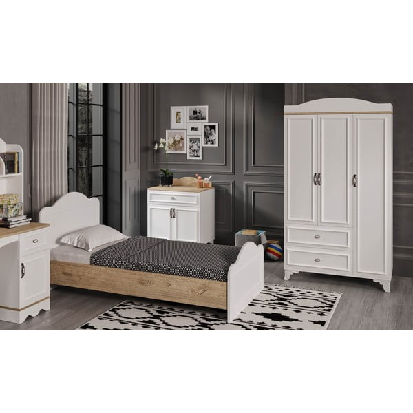 Jednolôžková posteľ v bielo-prírodnej farbe 90x190 cm Alessa – Kalune Design-image-2