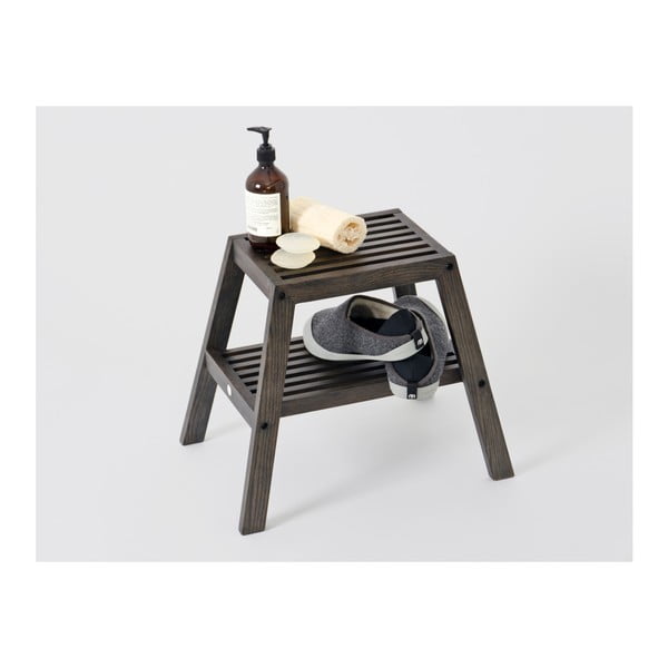 Čierna stolička z dubového dreva Wireworks Slatted Stool-image-4