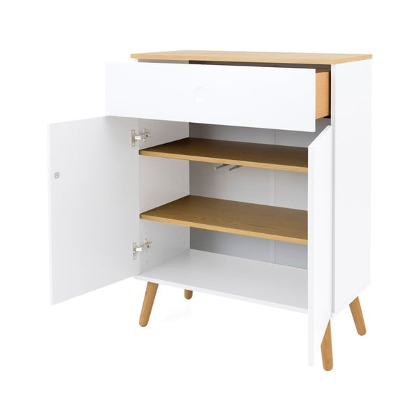 Biela skrinka s detailmi v dekore dubového dreva Tenzo Dot, šírka 79 cm-image-4