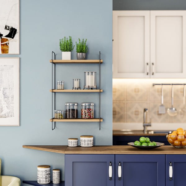 Poschodová polica v dekore duba v prírodnej farbe 40 cm Pulalis – Kalune Design-image-1