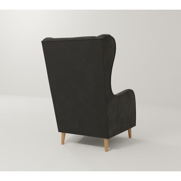 Tmavosivé zamatové kreslo ušiak Carole – Ropez-image-2