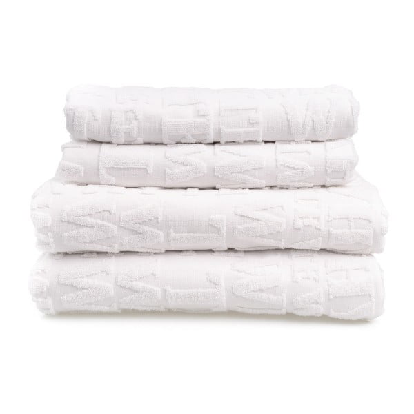 Set 2 bielych uterákov a 2 osušiek z bavlny Casa Di Bassi Typo