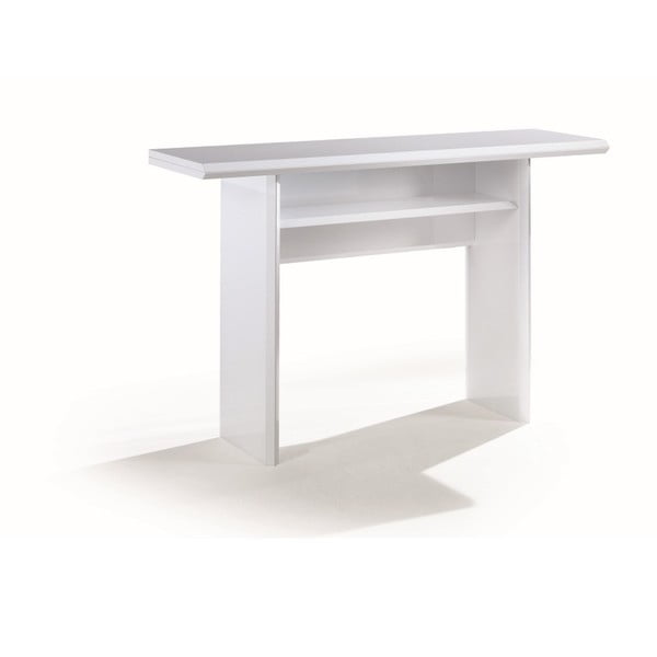 Lesklý biely rozkladací jedálenský stôl Terraneo Consolle, 120 x 35/70 cm