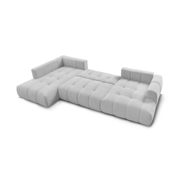 Svetlosivá rozkladacia/s úložným priestorom rohová pohovka (ľavý roh/do tvaru "U") Fuji – Bobochic Paris-image-4