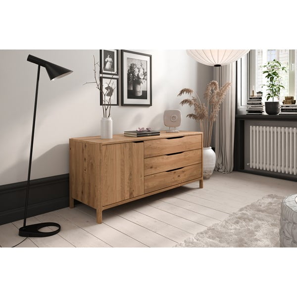 Nízka komoda z dubového dreva v prírodnej farbe 140x64 cm Twig – The Beds-image-1