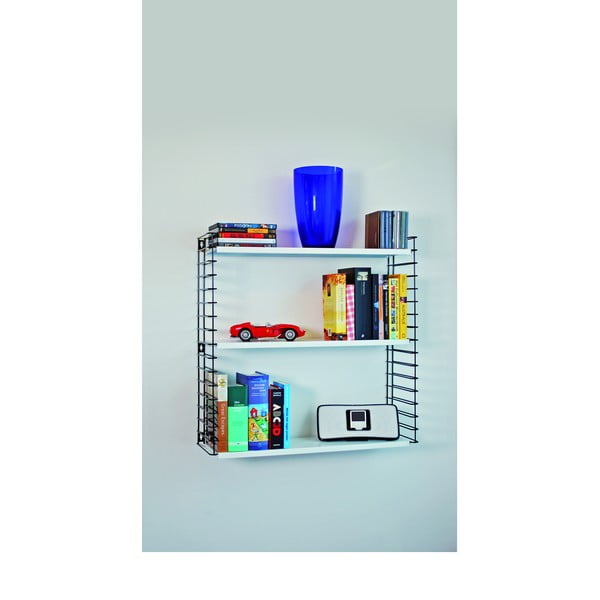 Čierny trojposchodový regál s bielymi policami Metaltex Libro, šírka 70 cm-image-1