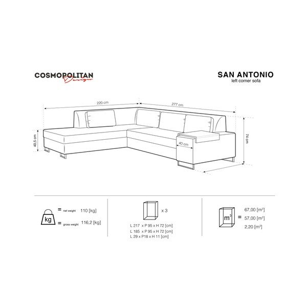 Tmavomodrá rozkladacia pohovka Cosmopolitan Design San Antonio, ľavý roh-image-2