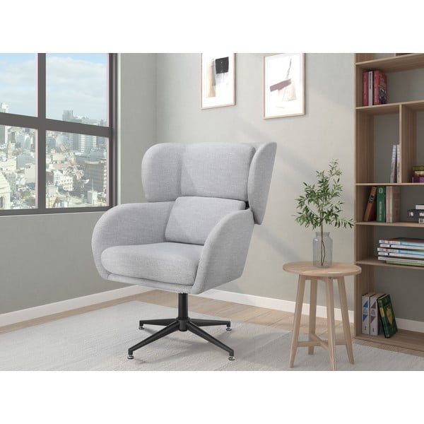 Svetlosivé zamatové kreslo ušiak Vanessa – Støraa-image-2