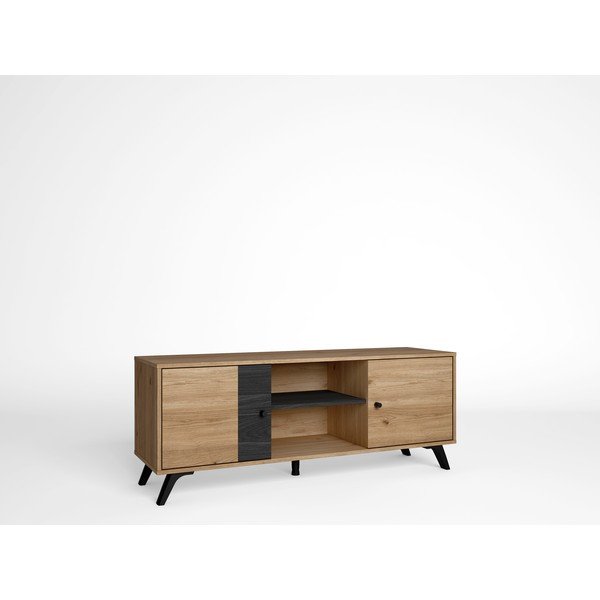 Čierny TV stolík v dekore duba 136x53 cm Natura - Marckeric-image-2