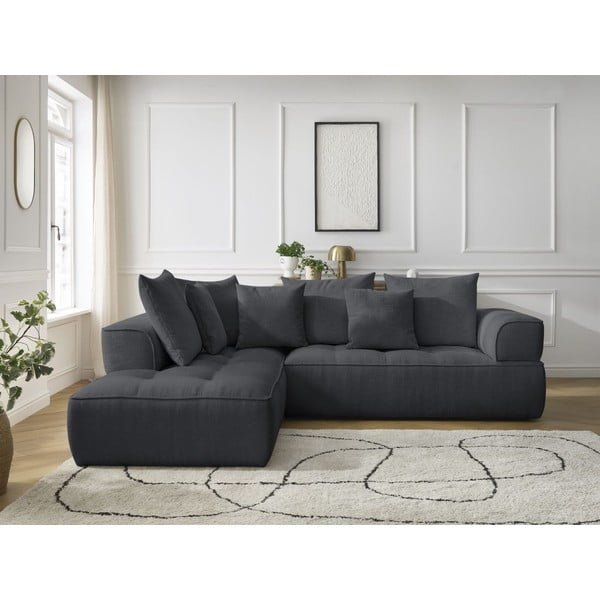 Tmavosivá ženilková rohová pohovka (ľavý roh/do L) Whesley – Bobochic Paris-image-1