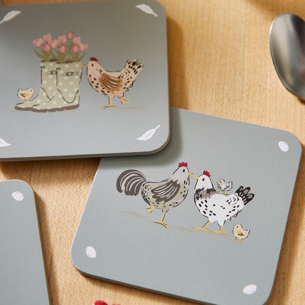 Sivé korkové tácky v súprave 4 ks Hen House Lane – Cooksmart ®-image-4
