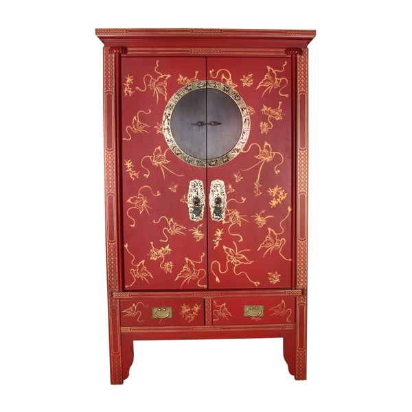 Červená drevená čínska skrinka Cabinet