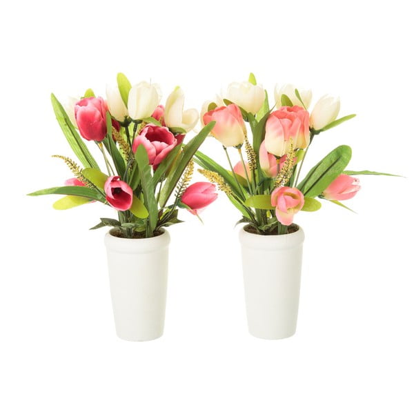 Sada 2 umelých kvetín v tvare tulipánov Unimasa