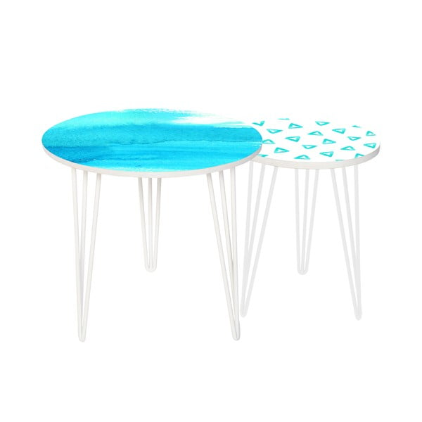 Sada 2 odkladacích stolíkov Turquoise Sea, 35 cm + 49 cm