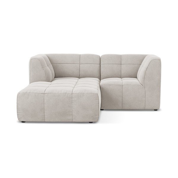 Béžová zamatová rohová pohovka (ľavý roh/s leňoškou) Aloha – Makamii