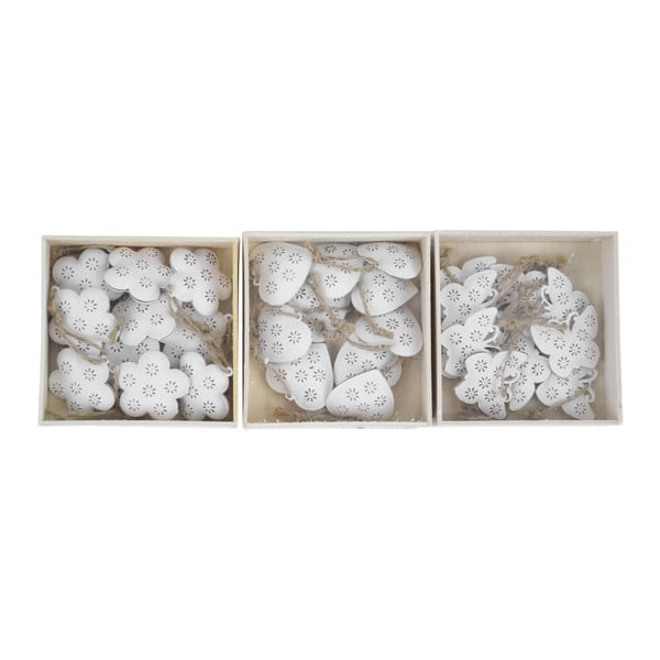 Sada 30 bielych závesných dekorácií s motívom srdca Ego Dekor, 10 × 3 cm